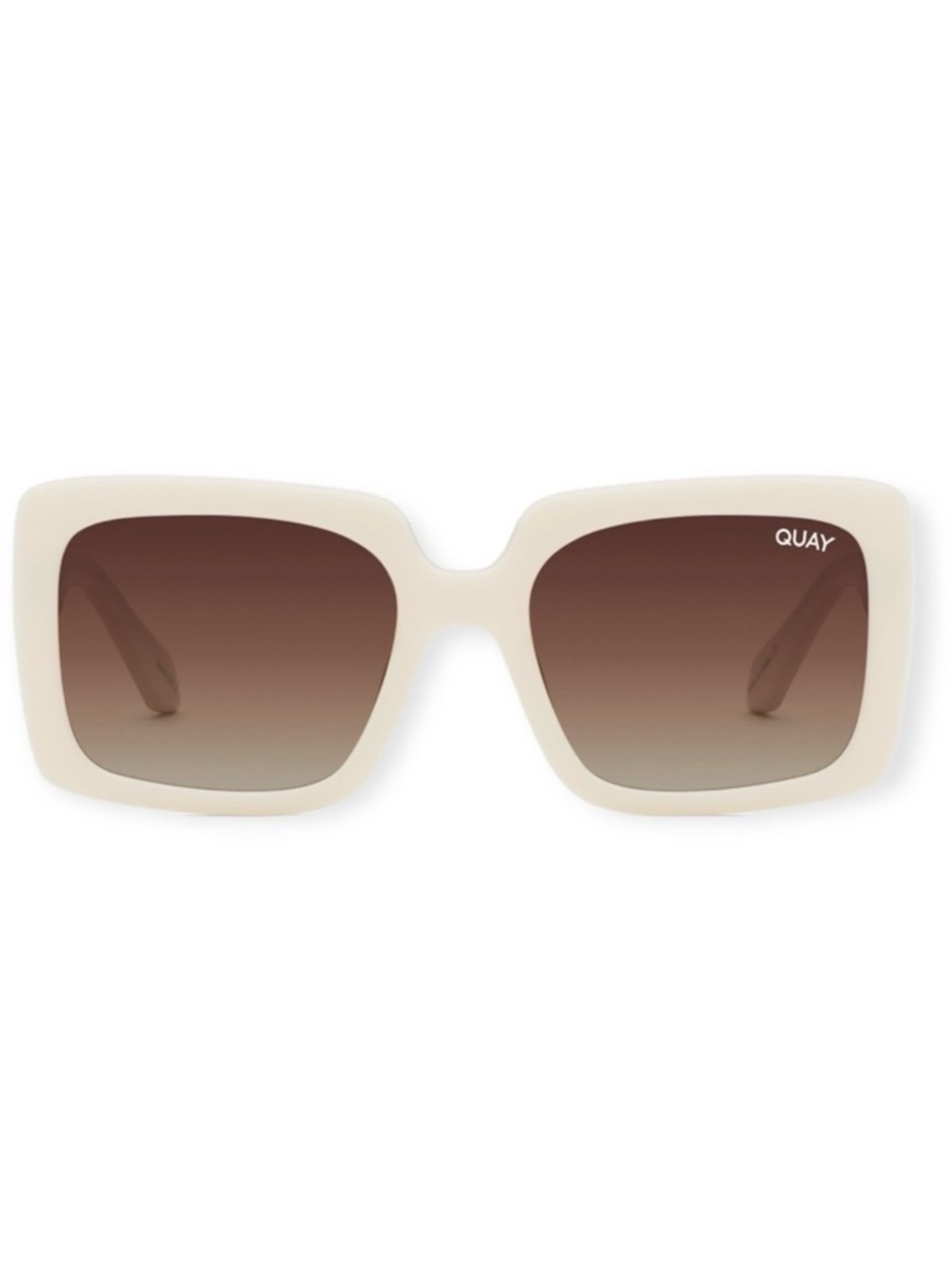 QUAY Total Vibe Sunglasses Polarized White Frame Brown Gradient Lens Unisex NWT